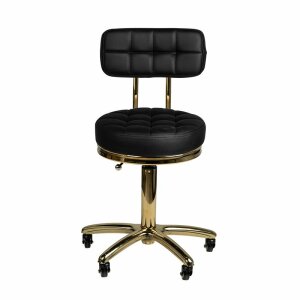 Tattoo stool - quilted - with backrest - black gold