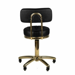 Tattoo stool - quilted - with backrest - black gold