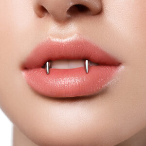 Stahl - Vampire Piercing - Lippenring - Hufeisen Silber
