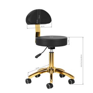 Tattoo stool - with backrest - black gold
