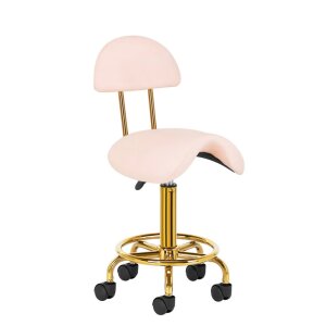 Tattoo saddle stool - pink gold - with backrest