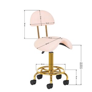 Tattoo saddle stool - pink gold - with backrest