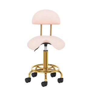 Tattoo saddle stool - pink gold - with backrest