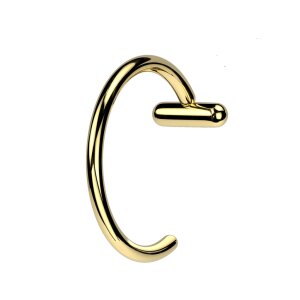 Titanium Nose Hoop Ring With Bar Stopper 0,8 x 8 mm Gold