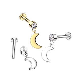 Titane - Labret - Filet femelle - Cristal - lune...