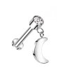 Titane - Labret - Filet femelle - Cristal - lune suspendue 1,2 x 8 mm argent CC