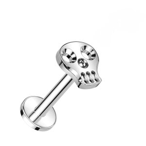 Titan - Labret - Innengewinde - Totenkopf 1,2 x 6 mm Silber
