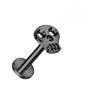 Titan - Labret - Innengewinde - Totenkopf 1,2 x 6 mm Schwarz