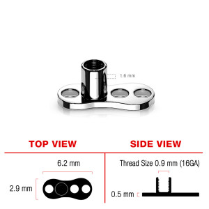 Titane - Base dancrage dermique - 1.2 mm - 3 trous -...