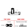 Titane - Base dancrage dermique - 1.2 mm - 3 trous - Filetage 0.9 mm 2.5 mm