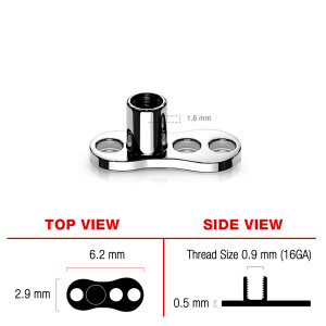 Titane - Base pour ancrage dermique - 1.2 mm - 3 trous -...