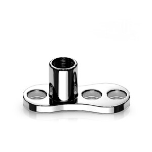 Titane - Base pour ancrage dermique - 1.2 mm - 3 trous - Filetage 0.9 mm 3 mm