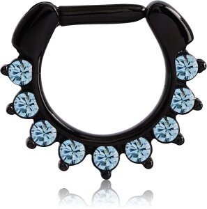Black Steel - Septum Clicker - Oriental Kristall  AQ