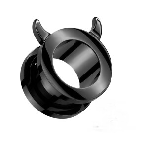 Stahl - Tunnel - Schwarz - Teufelshorn - Schraubegewinde 12 mm