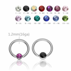 Steel - BCR ball closure ring - crystal - 1,2 mm 8 mm - 3...