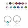 8 mm - 3 mm - CC - Crystal Clear/ Kristallklar - Stahl - BCR Klemmring mit Flatball - Kristall - 1,2 mm