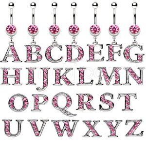 BioFlex Pregnancy Navel Ring with Pink Gemmed Alphabet... BioFlex Pregnancy Navel Ring with Pink Gemmed Alphabet...