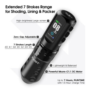 Dragonhawk - MAST - Flip Pro 4 - Tattoo Maschine - 2 Akku - schwarz