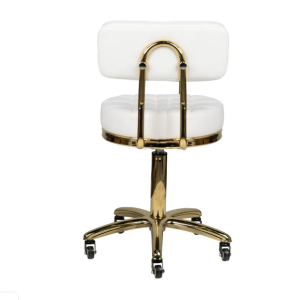 Taburete Tattoo con respaldo - acolchado - dorado - blanco