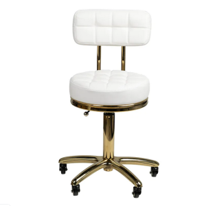 Taburete Tattoo con respaldo - acolchado - dorado - blanco
