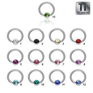 Ti Gloss Titanium - BCR ball closure ring - crystal - 1,2...