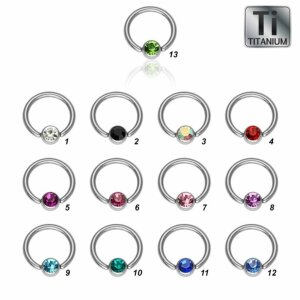 8 mm - 3 mm - AQ - Aqua Marine - Ti Gloss Titan - BCR Klemmring - Klemm-Flat Ball - Kristall - 1,2 mm