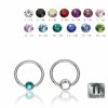 8 mm - 3 mm - AQ - Aqua Marine - Ti Gloss Titan - BCR Klemmring - Klemm-Flat Ball - Kristall - 1,2 mm