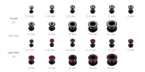 Steel - Flesh Tunnel - Black - with  crystals - Supernova Concept 2 mm - CC