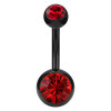 Stahl - Banane - schwarz - Doppelkristall - SWAROVSKI - Supernova Concept - LS- Light Siam/Rot