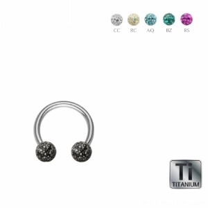 Titanium - CBR Circular Barbell (horseshoe) - Epoxy crystal - 1,2 mm 6 mm - 3 mm - CC