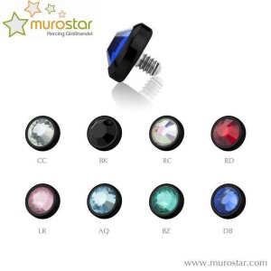 4,5 mm - CC - Crystal Clear/ Kristallklar - Black Titan - Dermal Anchor Flat Disc - Kristall - 1,2 mm