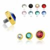 3,5 mm - AQ - Aquamarine - Gold Steel - Dermal Anchor  - Kristall - 1,2 mm