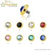 3,5 mm - AQ - Aquamarine - Gold Steel - Dermal Anchor  - Kristall - 1,2 mm