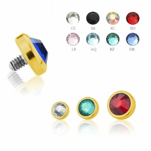 3,5 mm - RD - Red/ Rot - Gold Steel - Dermal Anchor  -...