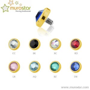 4,5 mm - AQ - Aquamarine - Gold Steel - Dermal Anchor  -...