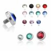 3.5 mm - LR - Light Rose/ Light Pink - Titane - Ancre dermique à disque plat - Cristal - 1.2 mm
