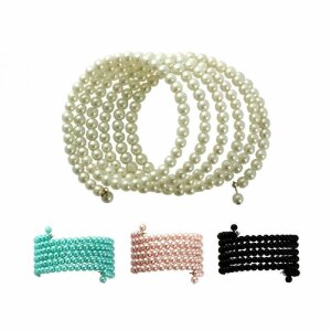 Perlenarmband - 6-reihig - WT - White / Weiss